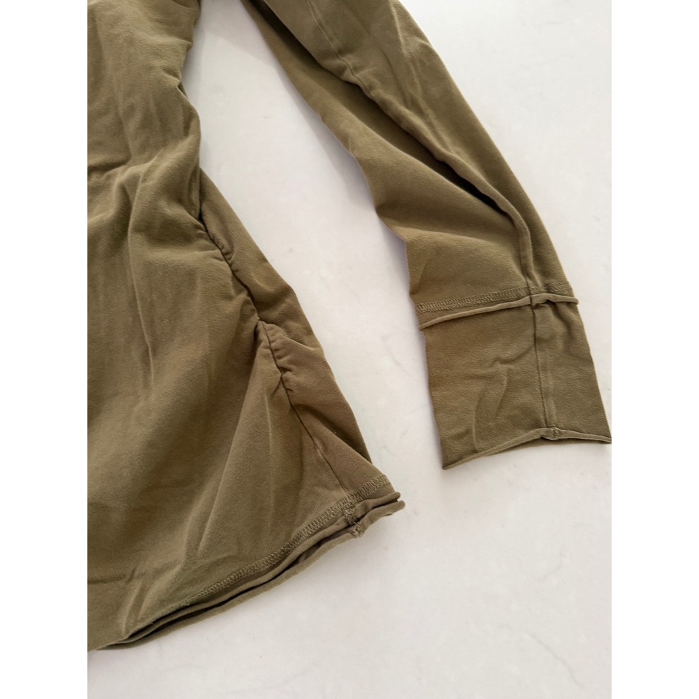 Athleta Organic Cotton Ruched Long Sleeve Top Olive Green XL 869159 - Picture 8 of 8